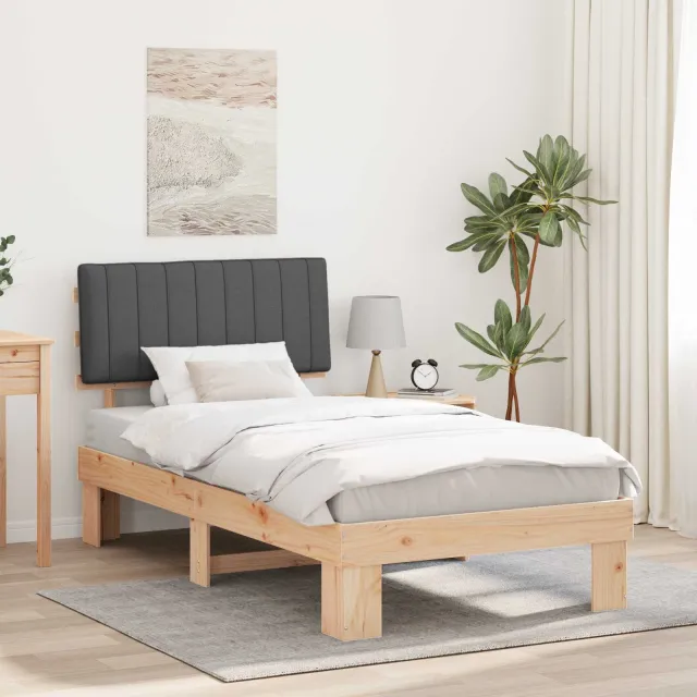 vidaXL Bedframe met Gevoerd Hoofdgedeelte Donkergrijs 100 x 200 cm