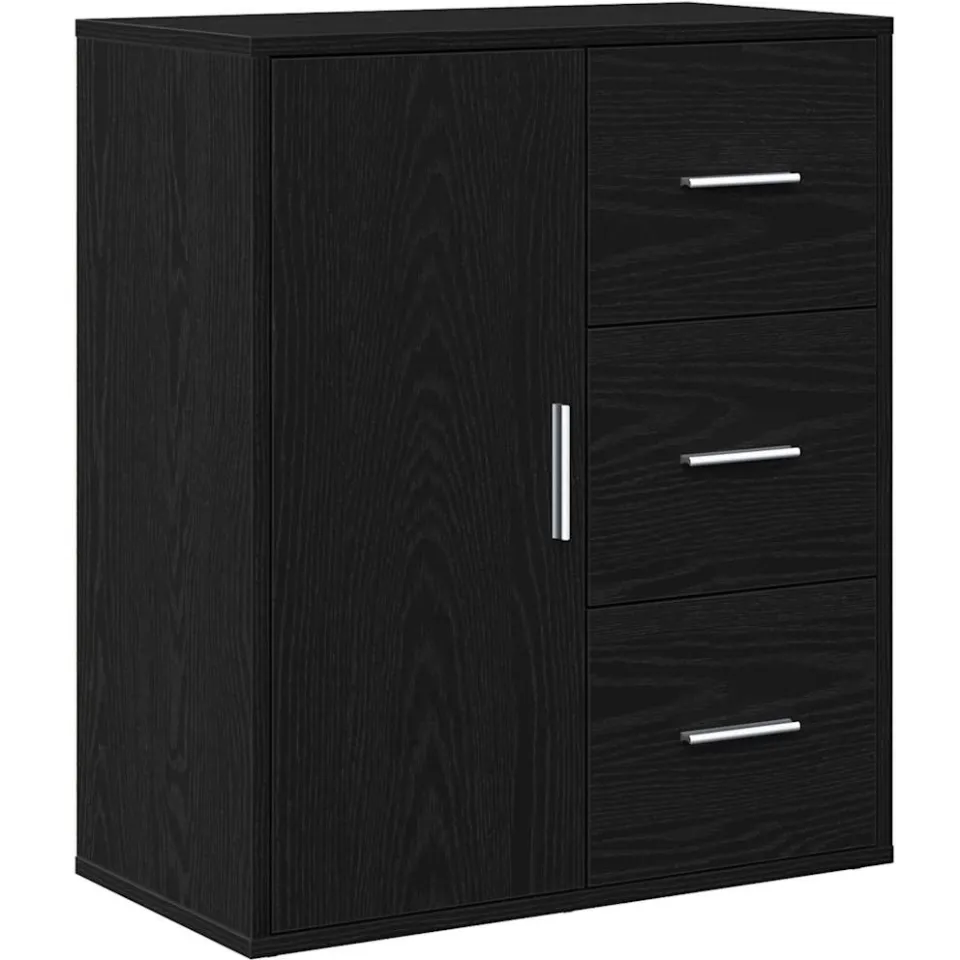 vidaXL Dressoir Zwart Eiken 60 x 31 x 70 cm Bewerkt hout, foto 3