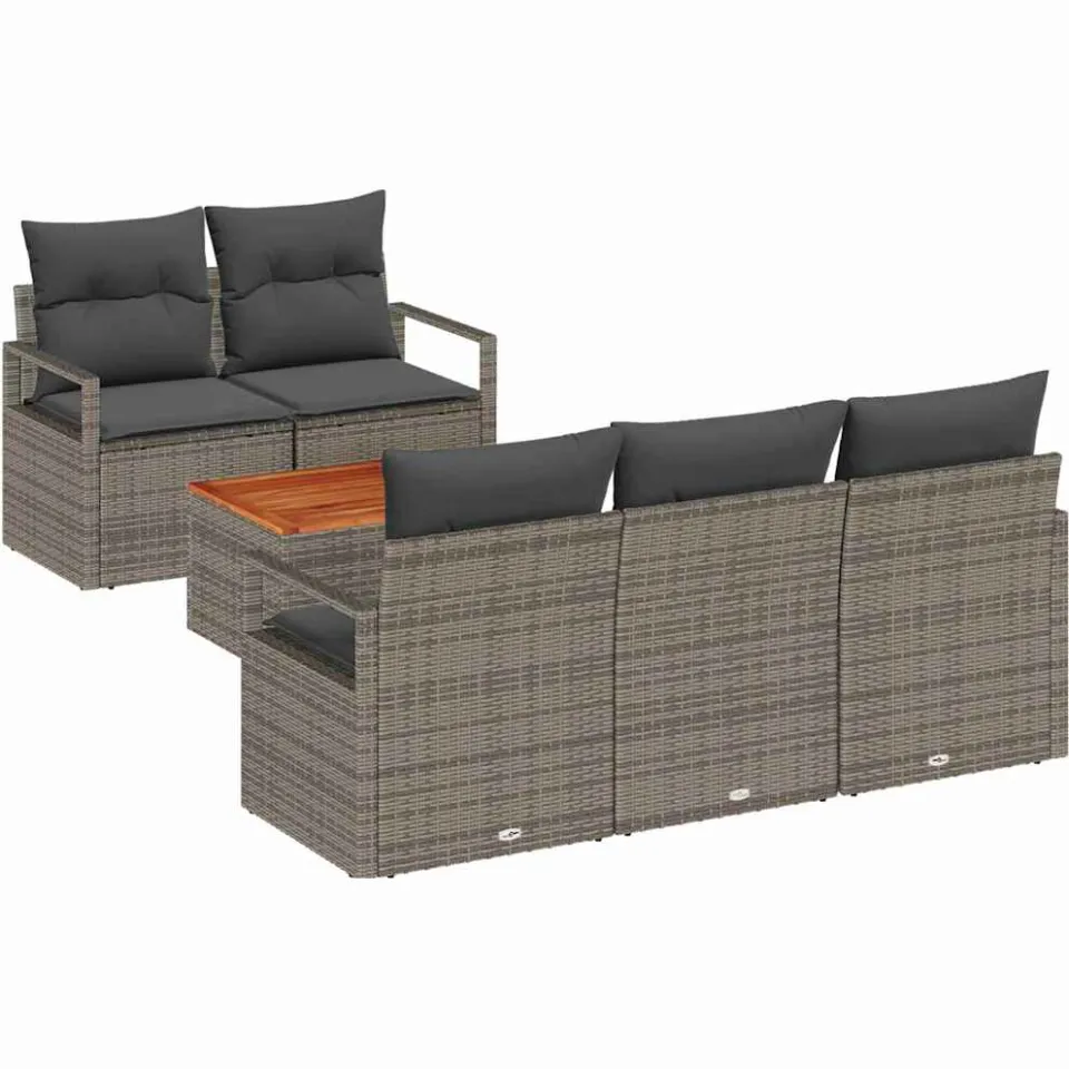 vidaXL Tuinbankenset 6 st Grijs poly rattan