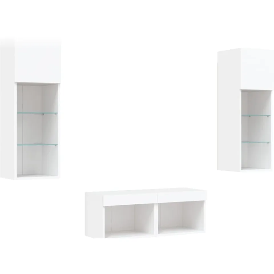 vidaXL 4-delige tv-wandmeubelset met LED-verlichting wit, foto 4
