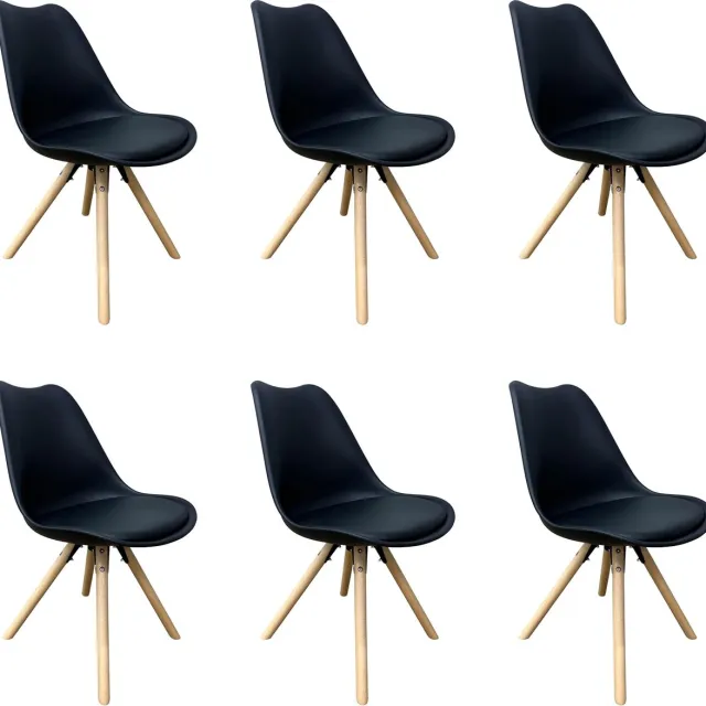 Lina Bella Eetkamerstoelen - Set van 6 - Woonkamerstoel - Zwart