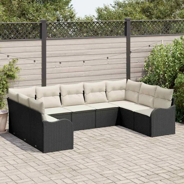 vidaXL Tuin Sofa Set 9 st Zwart poly rattan, foto 2