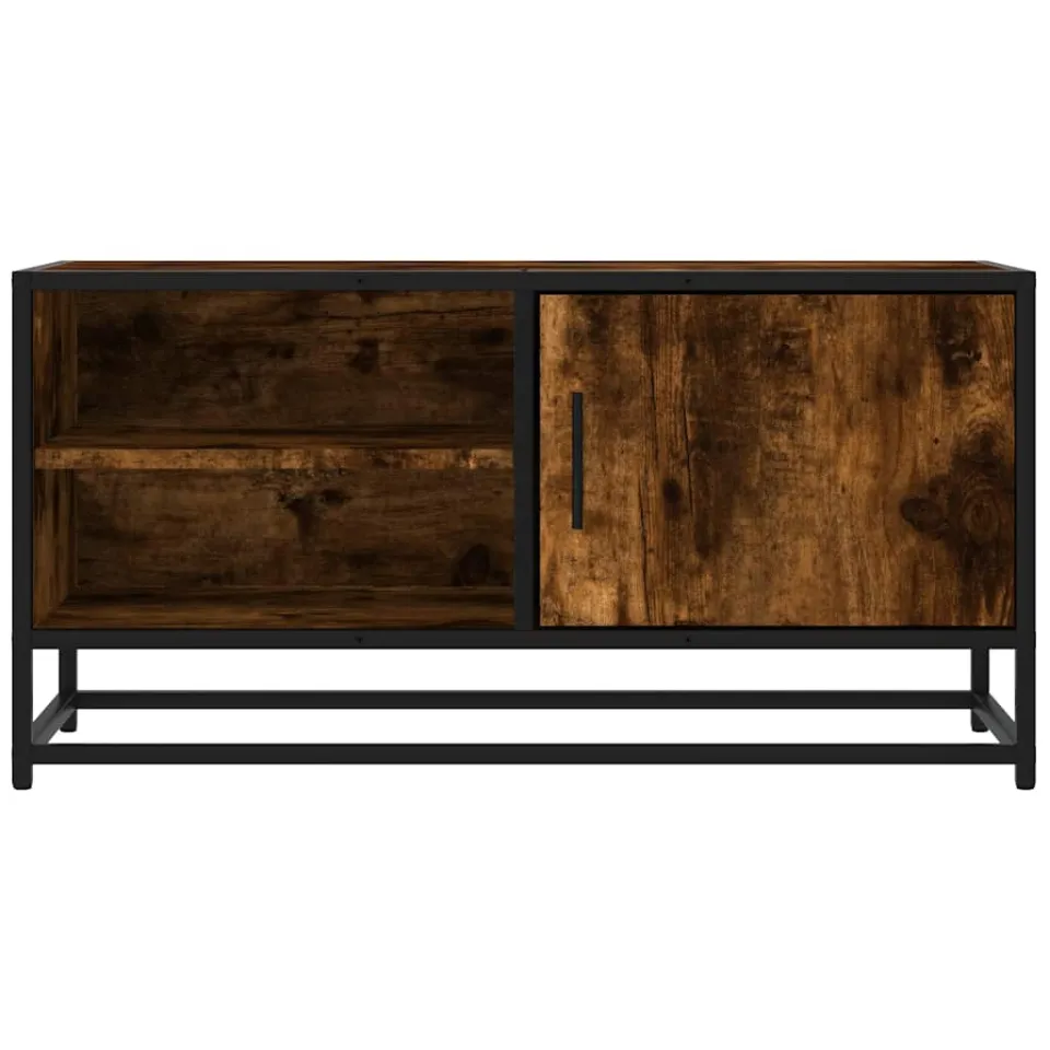 vidaXL Tv-meubel 80x34,5x40cm bewerkt hout metaal gerookt eikenkleurig, foto 4