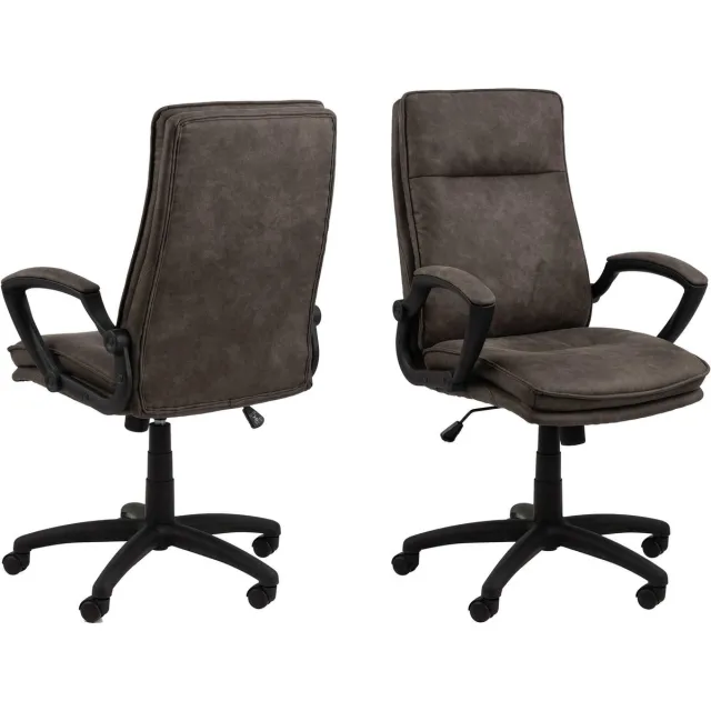 24Designs Dorian Bureaustoel - Stof Antracietgrijs - Zwart Onderstel Met Wielen