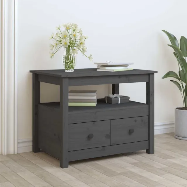 vidaXL Salontafel 71x49x55 cm massief grenenhout grijs, foto 2