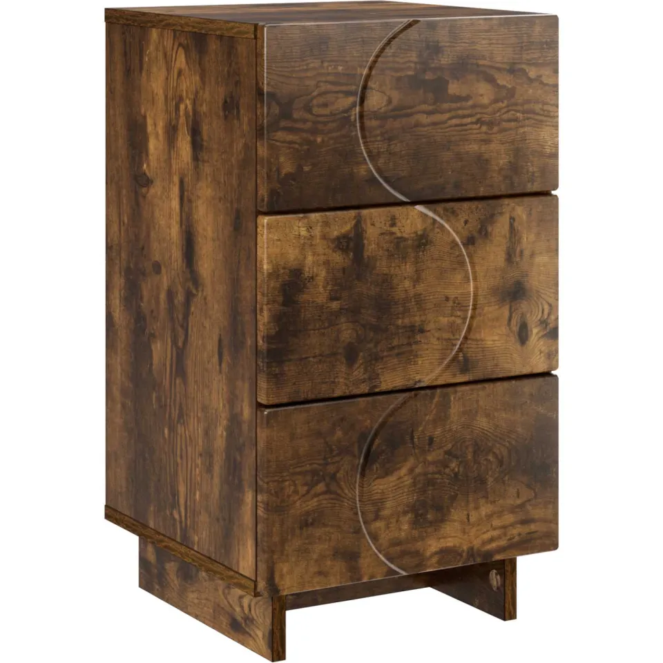 vidaXL Nachtkastje Gerookt eiken 33,5 x 34,5 x 60 cm Bewerkt hout, foto 3