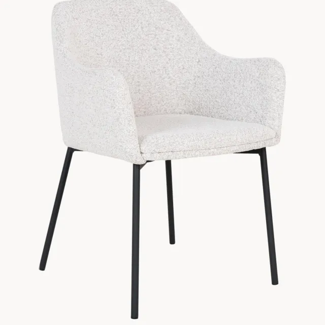 House Nordic Bouclé eetstoelen Melilla met armleuningen, 2-delig Wit
