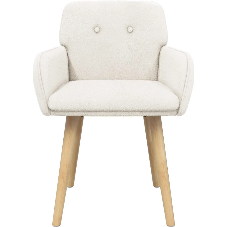 vidaXL Eettafelstoelen 2 st Bouclé Crèmekleurig 59 x 56,5 x 85 cm