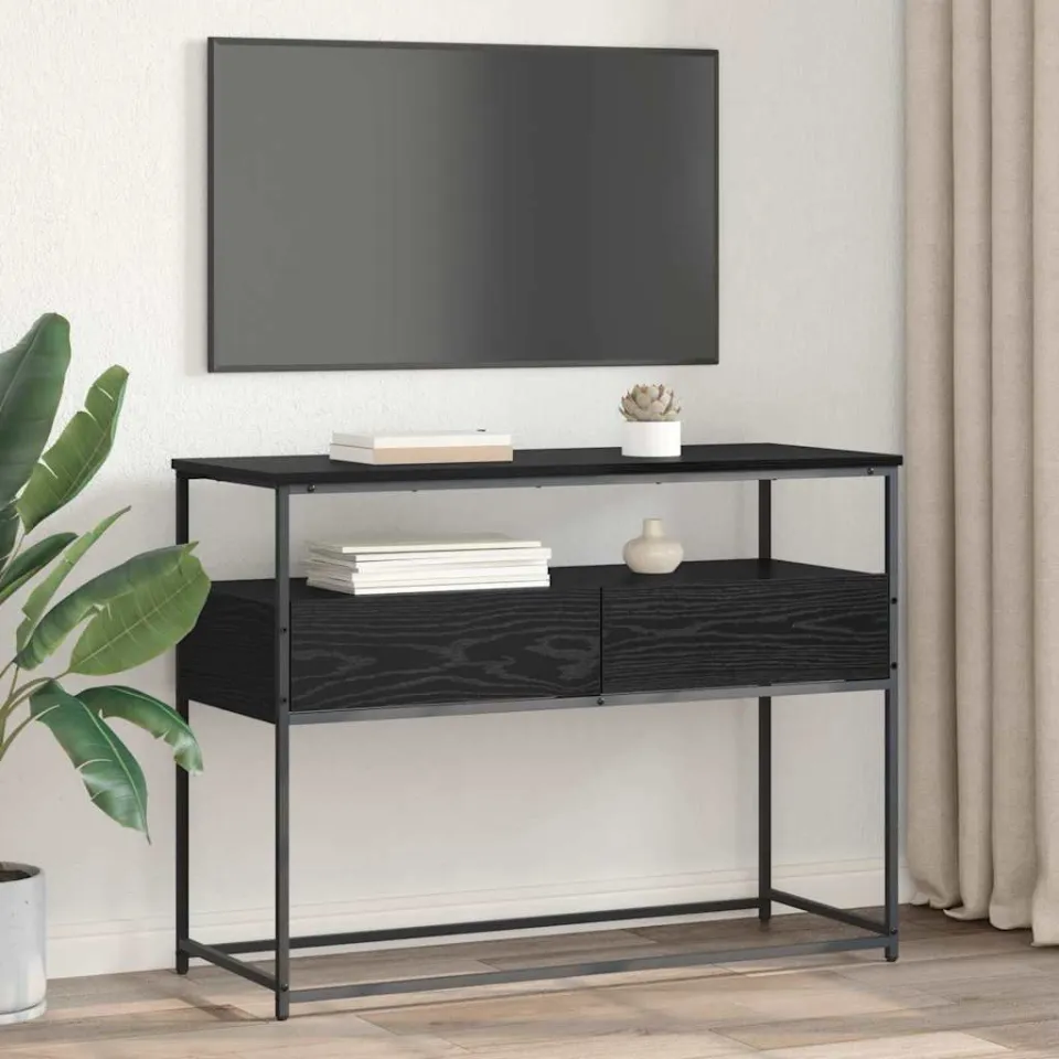 vidaXL Wandtafel Zwart Eiken 100 x 40 x 75 cm Bewerkt hout, foto 4