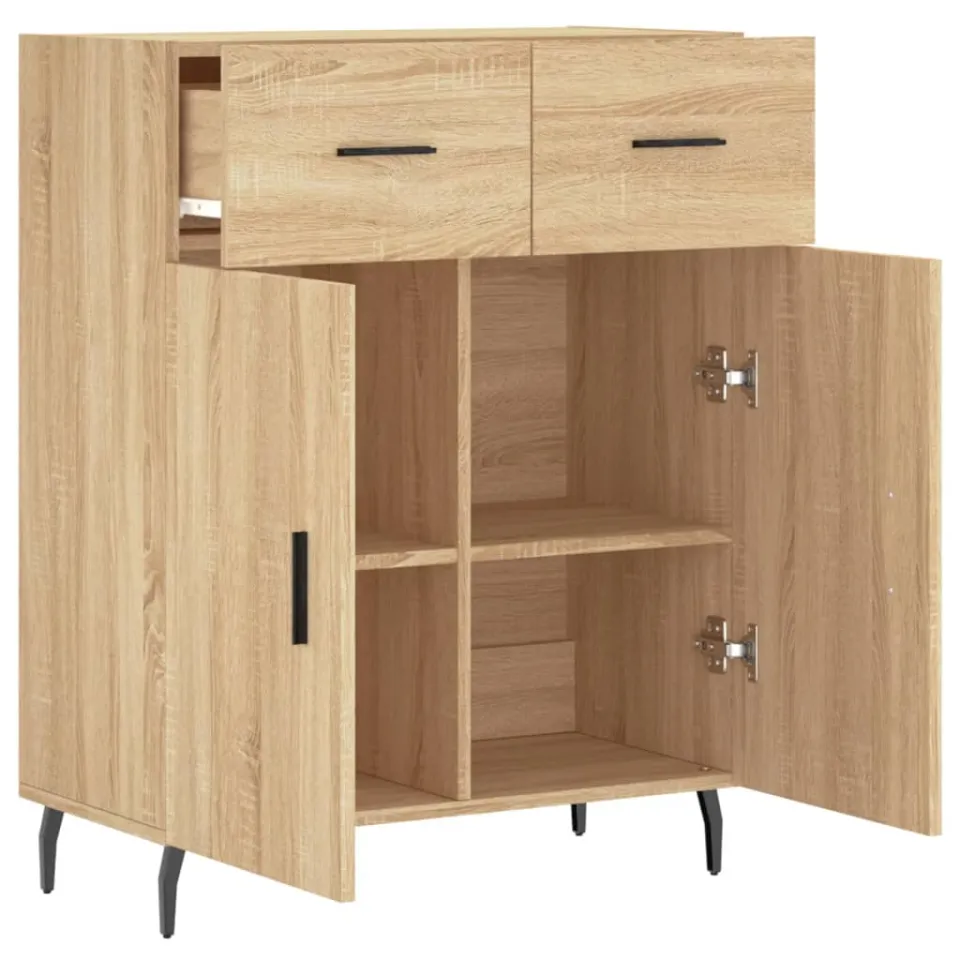 vidaXL Dressoir 69,5x34x90 cm bewerkt hout sonoma eikenkleurig