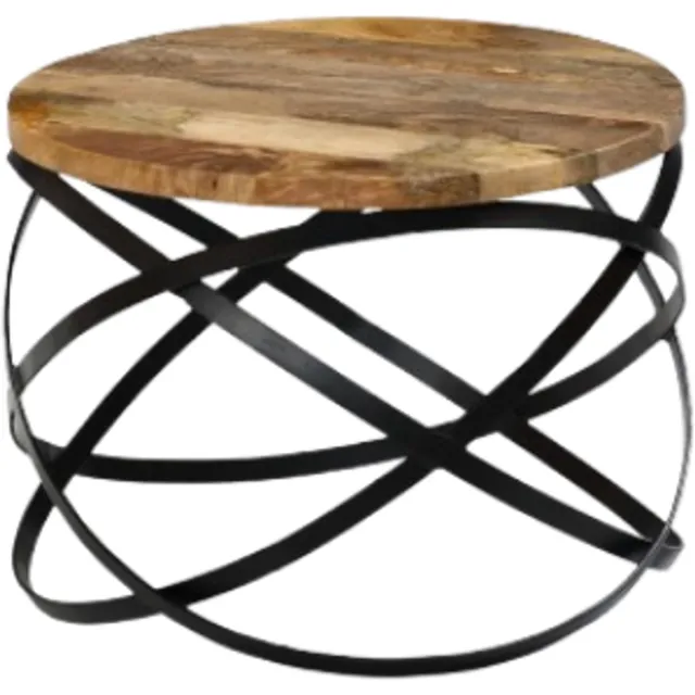 koloniaal teakhuis Salontafel-Mangohout-Uniekmodel-Rond 60cm-Koloniaal Teakhuis-top product- A kwaliteit lichtbruin