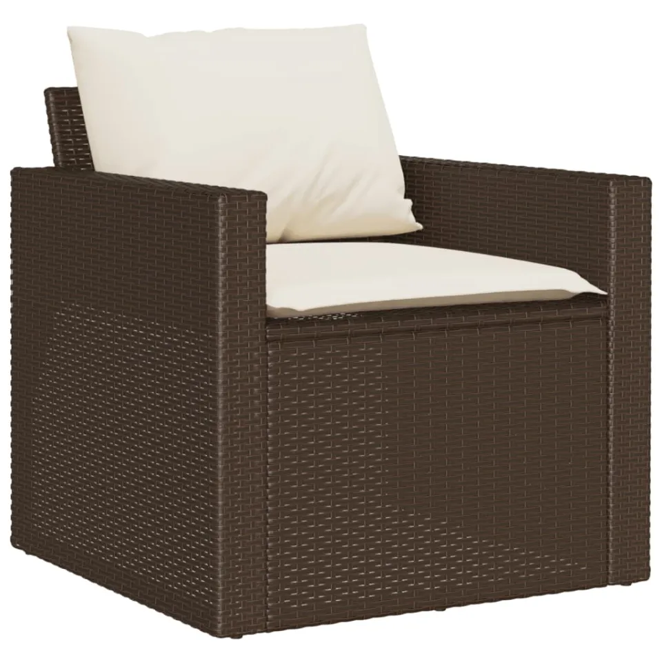 vidaXL 4-delige Loungeset met kussens poly rattan bruin, foto 4