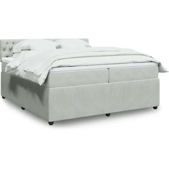 vidaXL Boxspring met matras fluweel lichtgrijs 200x200 cm grijs