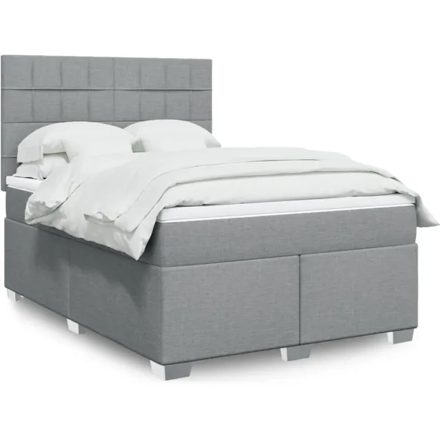 vidaXL Boxspring met matras stof lichtgrijs 140x200 cm grijs
