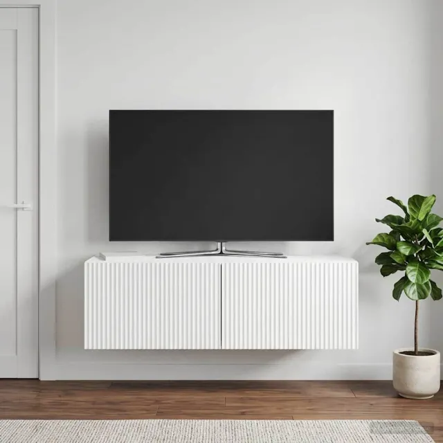 vidaXL Wandbeugel TV-kast 98 x 31 x 30 cm Hoogglans Wit Bewerkt hout, foto 2