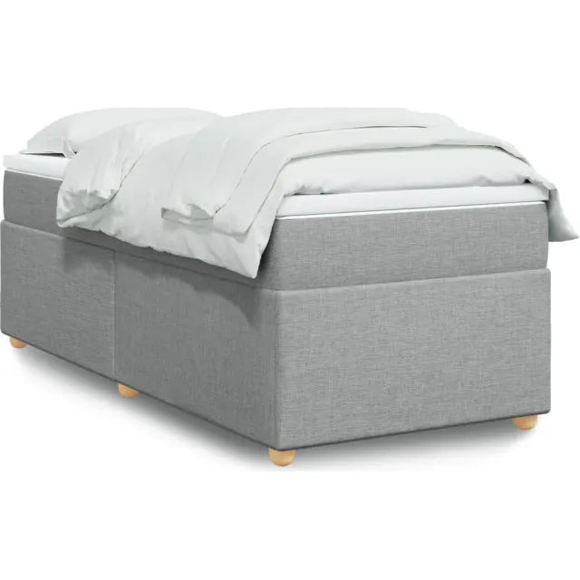 vidaXL Boxspring met matras stof lichtgrijs 90x190 cm grijs