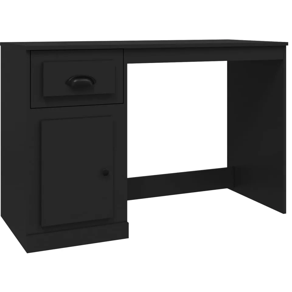 vidaXL Bureau met lade 115x50x75 cm bewerkt hout zwart