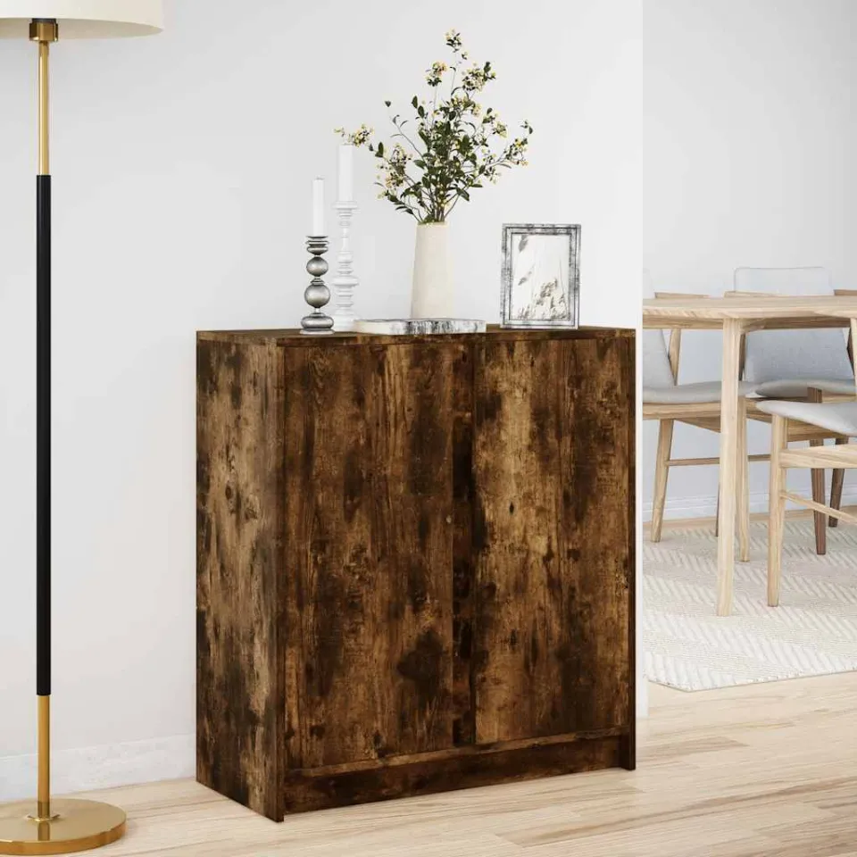 vidaXL Dressoir met LED 77x34x85 cm bewerkt hout gerookt eikenkleurig, foto 2