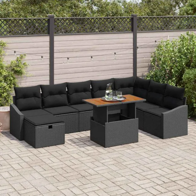vidaXL Tuin Sofa Set 9 st Zwart poly rattan, foto 2