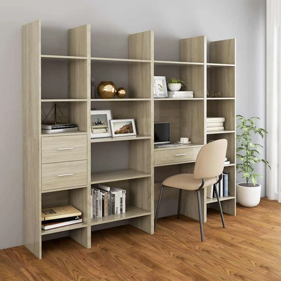 vidaXL Boekenkast 40x35x180 cm bewerkt hout sonoma eikenkleurig, foto 3