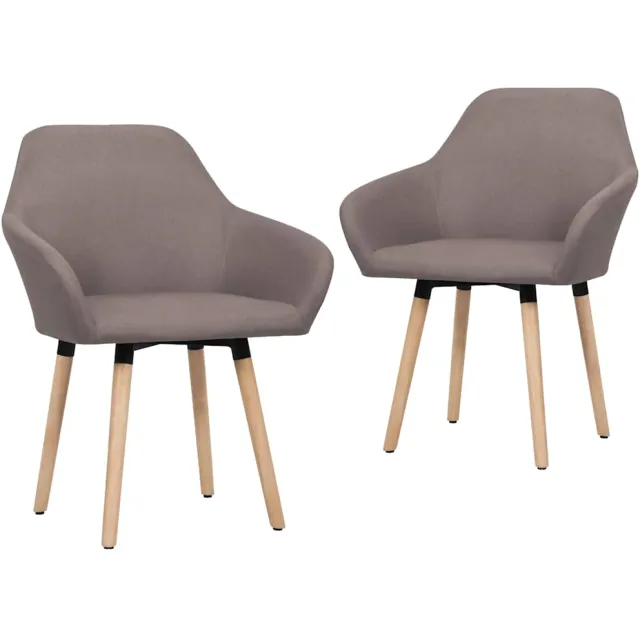 vidaXL Eetkamerstoelen draaibaar 2 st stof taupe