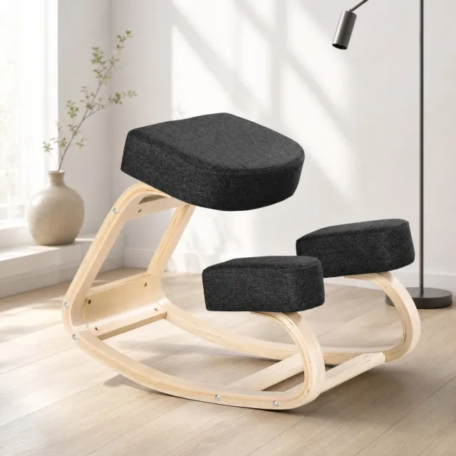 CHICFURN Bureaukruk - Ergonomische kniezitting - Houten frame - Zwart