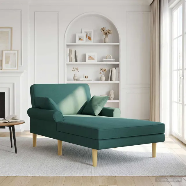 vidaXL Chaise longue Donkergroen Stof