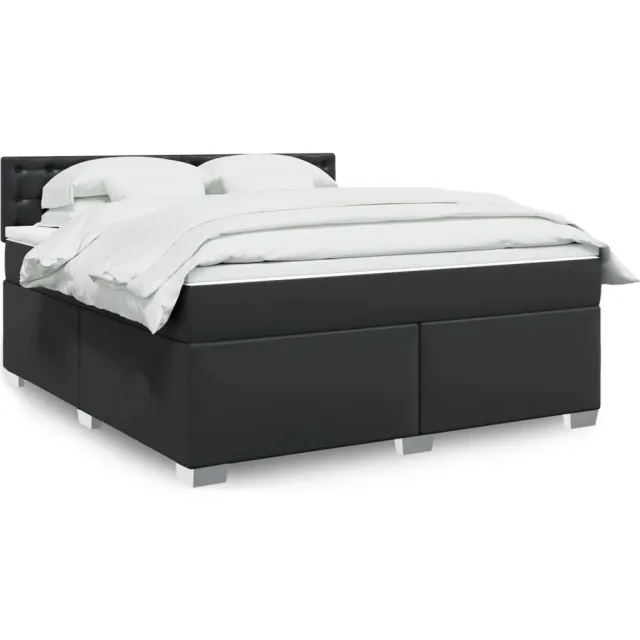 vidaXL Boxspring met matras kunstleer zwart 180x200 cm