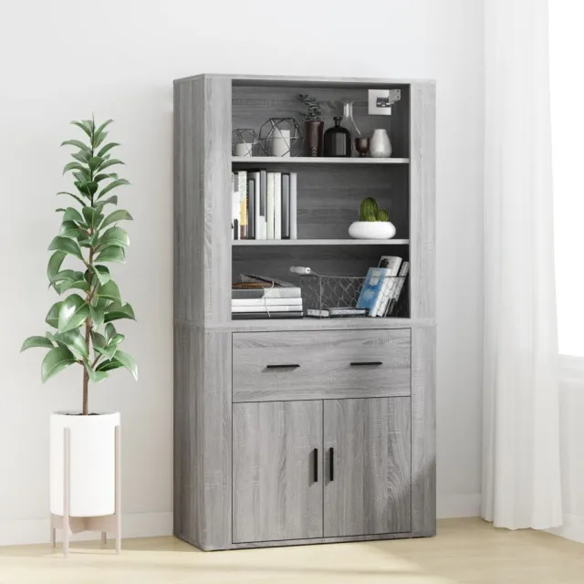 vidaXL Hoge kast bewerkt hout grijs sonoma eikenkleurig