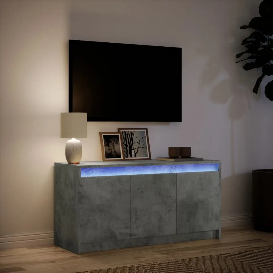 vidaXL Tv-meubel met LED 100x34x50 cm bewerkt hout betongrijs grijs, foto 4