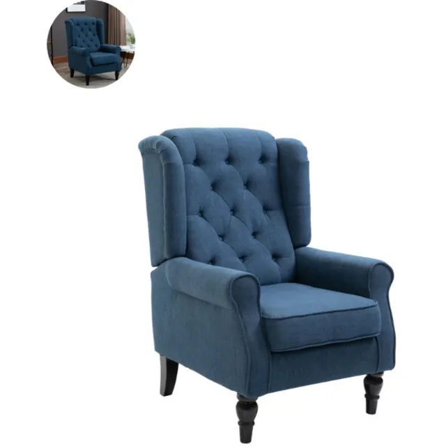 GranMaison Fauteuil - Relaxzetel - Relaxstoel - Relaxfauteuil - Stoel - Met armleuning - Voor één Persoon - Fluweel - Blauw Blauw-4