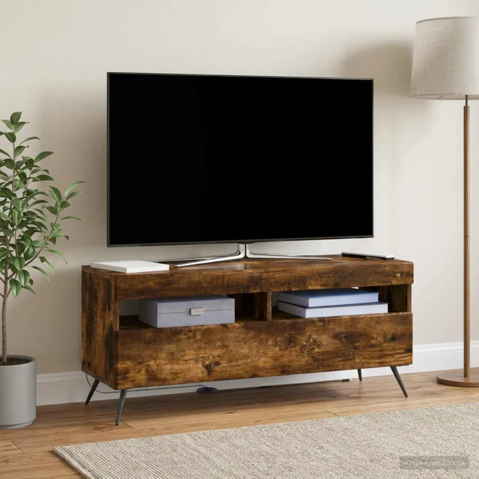 vidaXL LED tv-meubel Gerookt eiken Bewerkt hout, foto 4