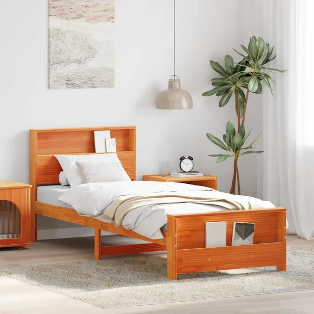 vidaXL Bedframe met plank Wasbruin 90 x 200 cm Massief grenenhout