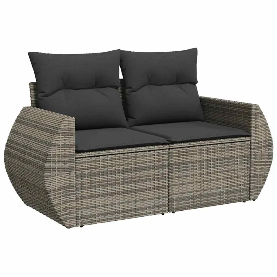vidaXL 6-delige Loungeset met kussens poly rattan grijs, foto 4