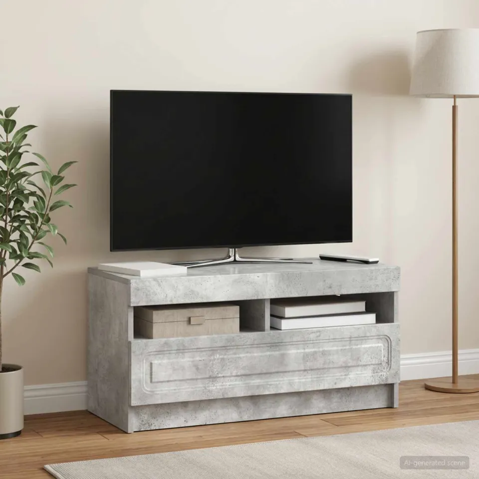 vidaXL LED tv-meubel Betongrijs Bewerkt hout grijs, foto 4