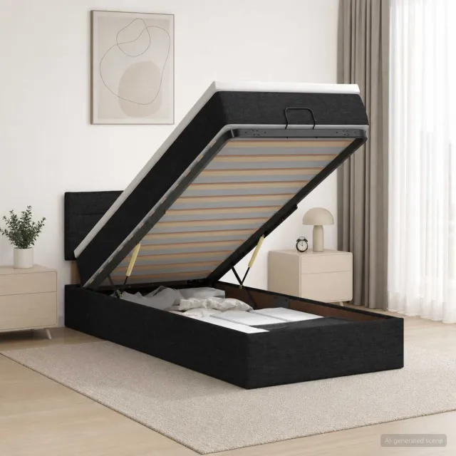 vidaXL Ottoman bed met matras met hoofdeinde Zwart 90 x 190 cm Stof