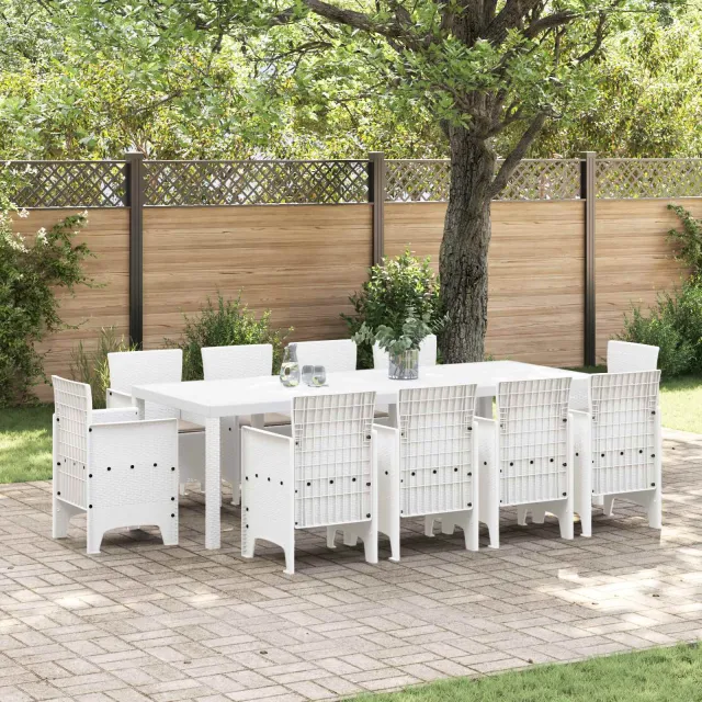 vidaXL Tuin Eetset 11 st Wit Polypropyleen, foto 2