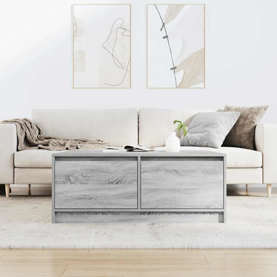 vidaXL Salontafel met lades 100x100x40 cm grijs sonoma, foto 3