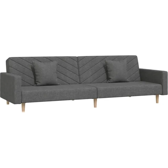 vidaXL Slaapbank - 2-zits - met - 2 - kussens - stof - donkergrijs