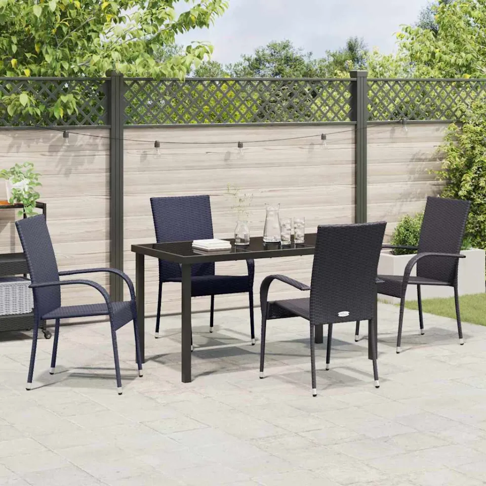 vidaXL Tuin eettafelset 5 st Zwart Gepoedercoat staal, foto 3