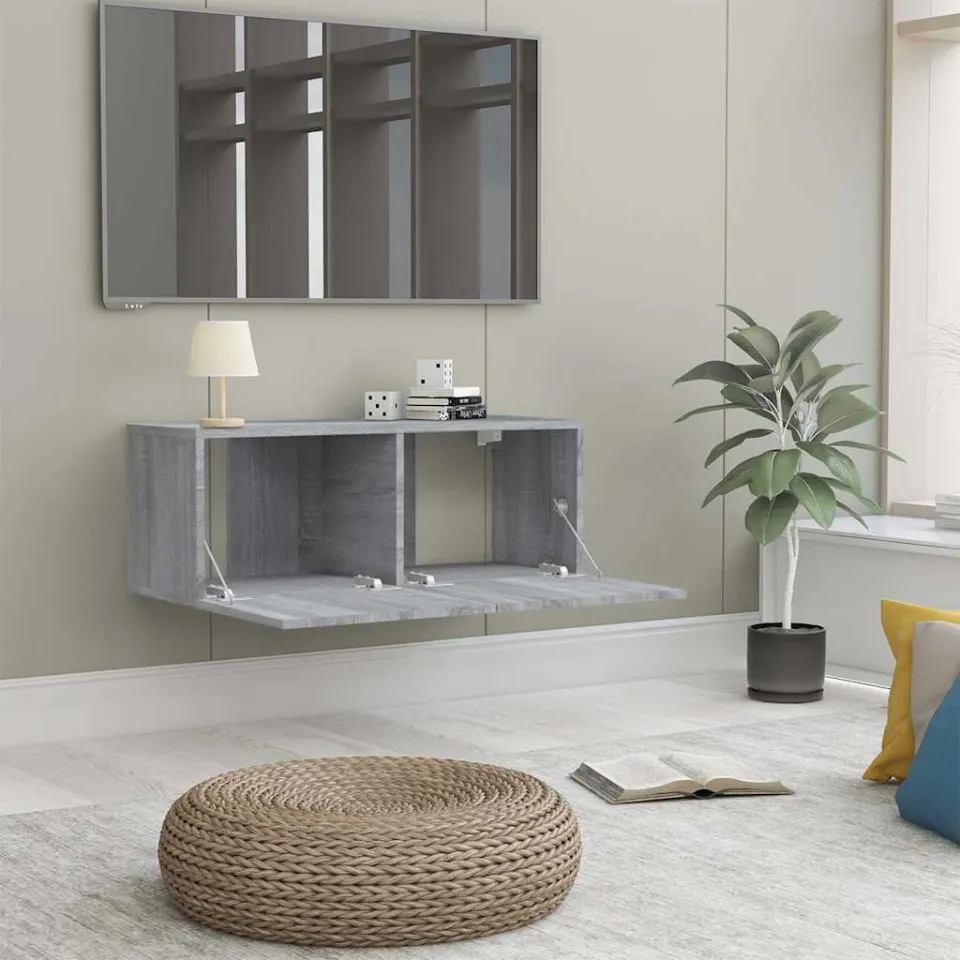 vidaXL Tv-meubel 80x30x30 cm bewerkt hout grijs sonoma eikenkleurig, foto 4