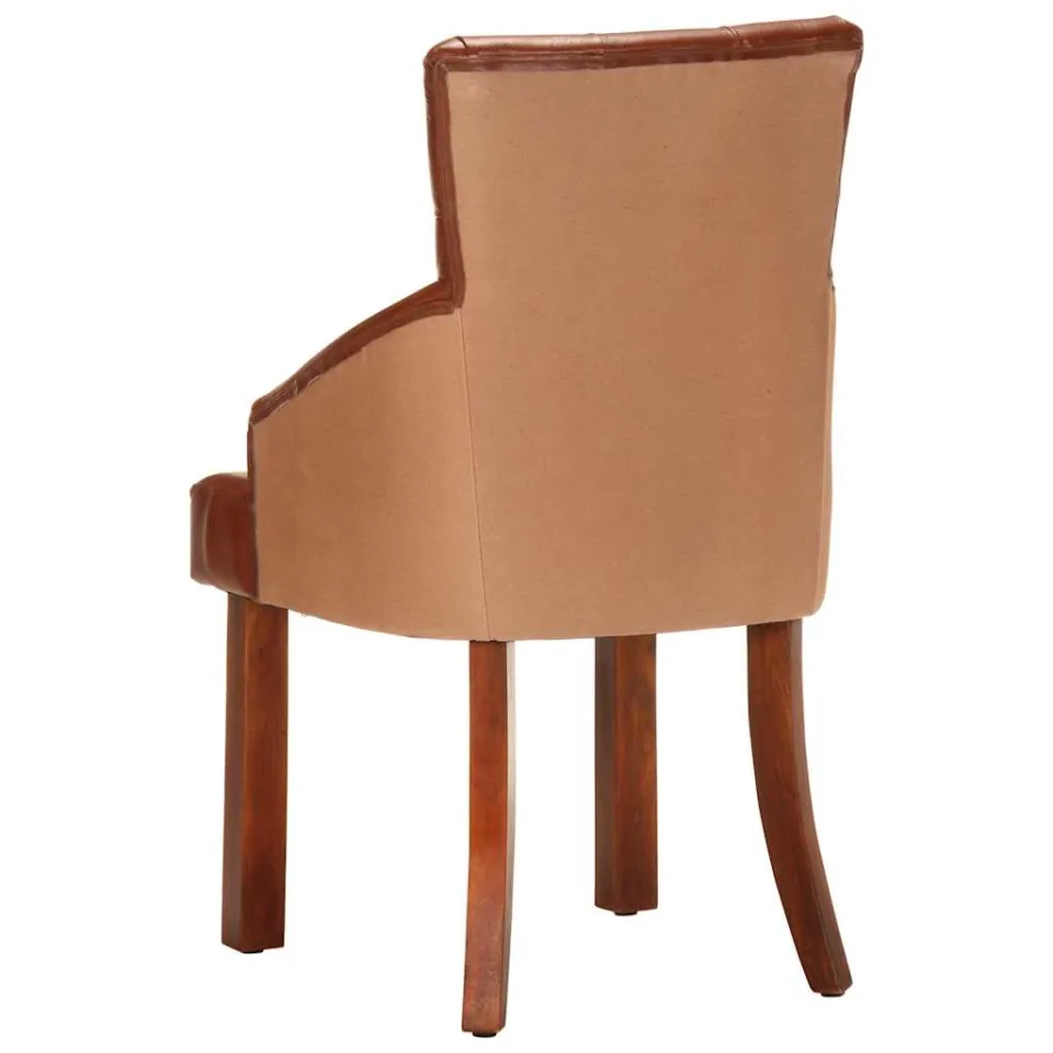 vidaXL Eetkamerstoelen 2 st echt geitenleer bruin, foto 4
