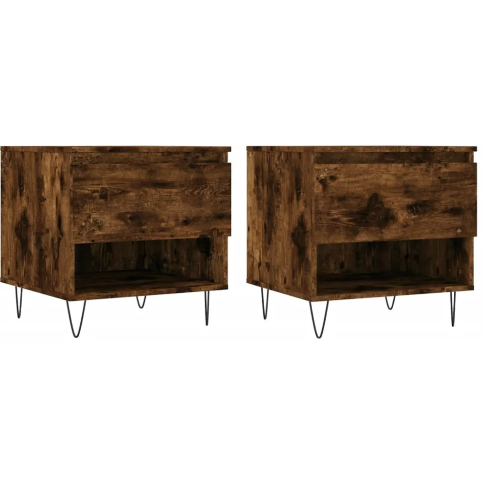 vidaXL Salontafels 2 st 50x46x50 cm bewerkt hout gerookt eikenkleurig, foto 3