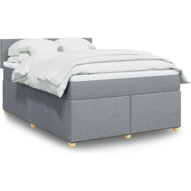 vidaXL Boxspring met matras stof lichtgrijs 140x190 cm grijs