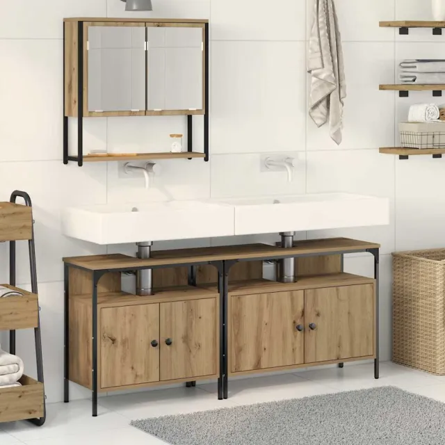 vidaXL Badkamermeubelset 3 st Bruin Bewerkt hout