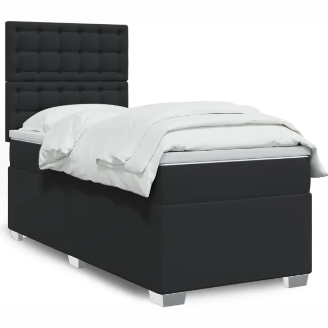 vidaXL Boxspring met matras kunstleer zwart 100x200 cm