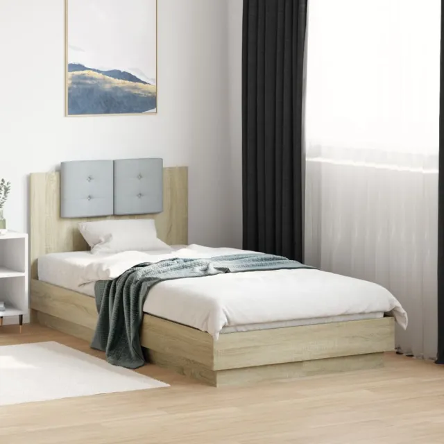 vidaXL Bedframe met hoofdeinde bewerkt hout sonoma eiken 90x190 cm Bruin