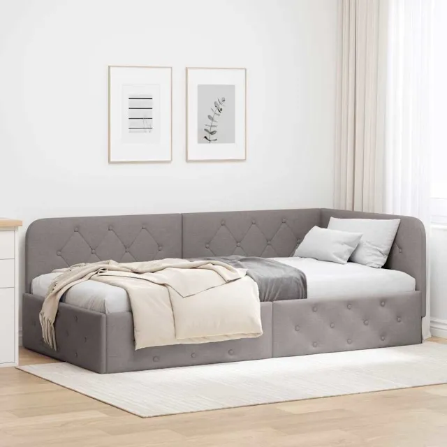vidaXL Hoekbedframe Taupe 90 x 200 cm Stof