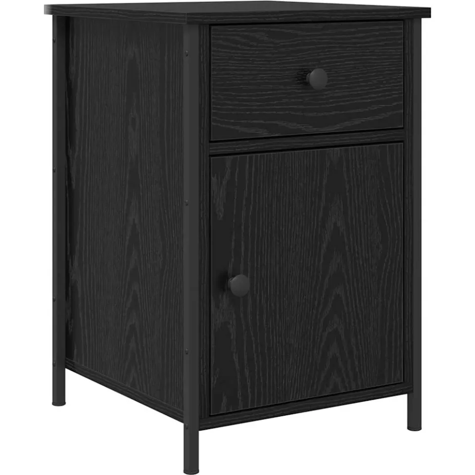 vidaXL Nachtkastje Zwart Eiken 40 x 42 x 60 cm Bewerkt hout, foto 3