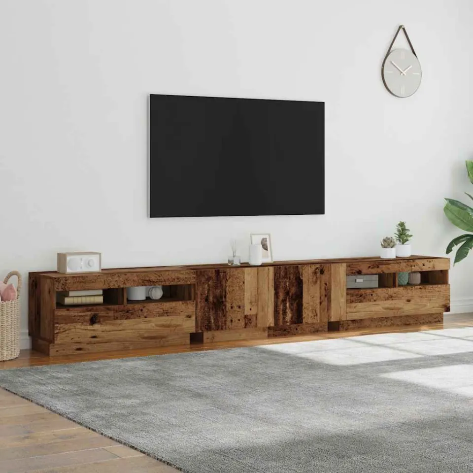 vidaXL Tv-meubel met LED 260x35x40 cm bewerkt hout oud hout bruin, foto 2